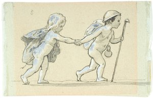 Vignetta con ragazzo e ragazza che si tengono per mano da Lorenz Frølich