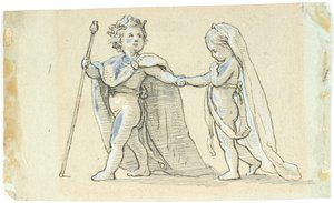 Vignetta con bambini che giocano come re e regina