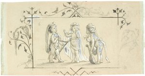 Vignetta con tre bambini con strumenti musicali da Lorenz Frølich