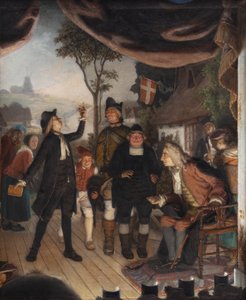 Ludvig Holberg assiste a una prova della sua commedia Erasmus Montanus, Atto IV, Scena 2 da Lorenz Frølich