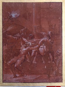 La flagellazione di Cristo. Disegno a inchiostro marrone e lavaggio di Lorenzo Garbieri detto il Nepote (1580-1654)