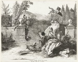 Rinaldo e Armida spiati da Ubaldo e Carlo da Lorenzo Baldissera Tiepolo