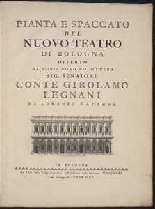 Pianta e sezione del nuovo teatro di Bologna
