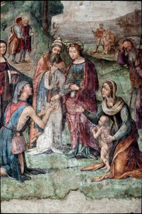 Santa Cecilia dona i suoi beni ai poveri (dettaglio) da Lorenzo Costa