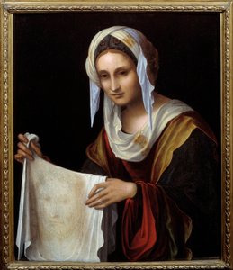 Santa Veronica. Il Santo Velo rappresenta il volto di Cristo il cui sudore Veronique avrebbe asciugato durante la salita al Calvario