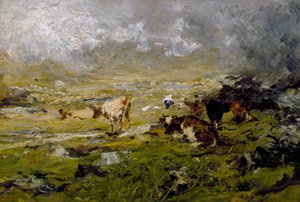 Paesaggio montano con mucche al pascolo