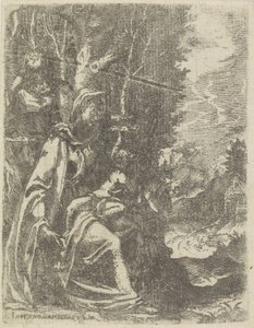 Sacra Famiglia con il giovane Giovanni Battista in un paesaggio da Lorenzo Gamberati