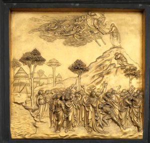Mosè riceve le Tavole della Legge, rilievo, Porta del Paradiso del Battistero..., 2015 (foto) da Lorenzo Ghiberti