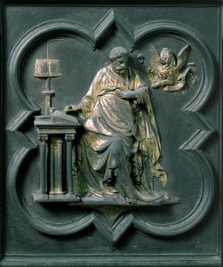 Porta Nord (chiamata Porta della Croce, a Nord), dettaglio esterno: San Marco. Scultura in bronzo realizzata da Lorenzo Ghiberti (1378-1455) da Lorenzo Ghiberti