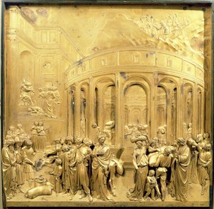 La storia di Giuseppe, pannello originale dalle porte est del Battistero, 1425-52 (bronzo dorato) (post restauro)