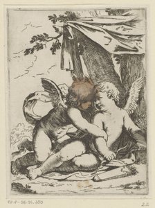 Due putti sotto un tendone da Lorenzo Loli