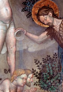 San Giovanni Battista battezza le folle nel fiume Giordano (dettaglio)