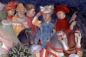 La predicazione di San Giovanni Battista alle folle, (dettaglio) (Affresco) da Lorenzo Salimbeni