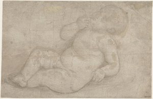 Studio per un bambino Gesù sdraiato da Lorenzo di Credi (attributed to)