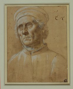 Busto di un uomo anziano con berretto rotondo ... da Lorenzo di Credi