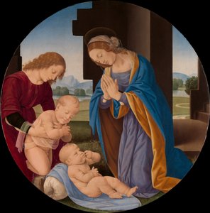 Madonna che adora il Bambino con il piccolo San Giovanni Battista e un angelo