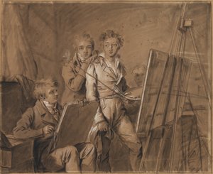 Tre giovani artisti in uno studio da Louis Leopold Boilly