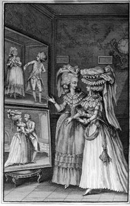 Illustrazione di Louis Binet (1744-1800) per il libro di Nicolas Edme Restif de La Bretonne "Les Parisiennes", o XL Caratteri Generali Presi nei Mori Moderni, adatti a servire all