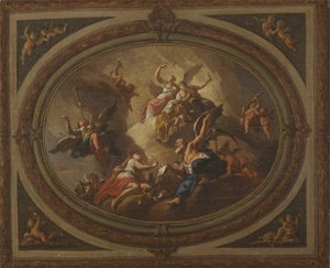 Schizzo per un soffitto ovale, c.1705 da Louis (after) Laguerre