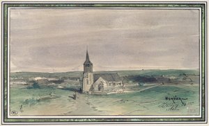 Chiesa e villaggio in mezzo a un campo, Montigny, 1866