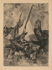 Barche da Pesca, Normandia Environ de Caen, c. 1862-1864 da Louis Adolphe Hervier