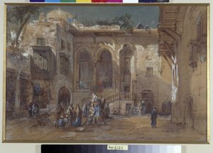 Una piazza vivace al Cairo, Egitto da Louis Amable Crapelet
