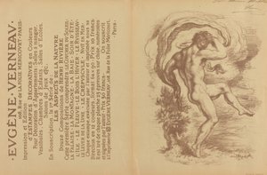 Nudo danzante e pubblicità per "Estampes décoratives" di Eugène Verneau [verso]