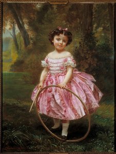 Mademoiselle Ehrler: bambina che gioca con un cerchio da Louis Antoine Leon Riesener