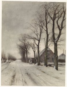 Paesaggio invernale con fattoria lungo un viale da Louis Apol