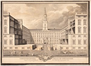 Christiansbourg Palais de Copenhague. Sezione della grande facciata dell