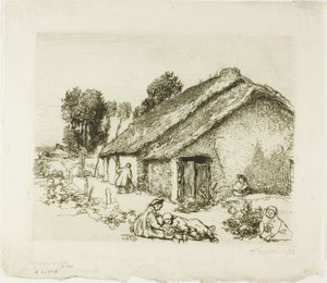 Cottage con cinque bambini da Louis Auguste Lepère