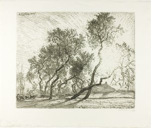 Fattoria con pioppi olandesi da Louis Auguste Lepère