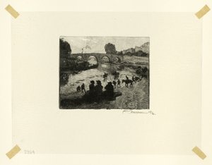 Lo stagno dei cavalli al Pont Marie, tavola dieci da Le Long de la Seine et des Boulevards