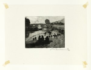 Lo stagno dei cavalli al Pont Marie, tavola dieci da Le Long de la Seine et des Boulevards