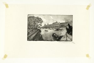 Il Louvre, visto dal Pont-Neuf, tredicesima tavola da Le Long de la Seine et des Boulevards