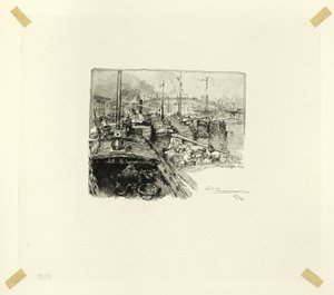 Darsena della Villette, quinta lastra da Le Long de la Seine et des Boulevards da Louis Auguste Lepère