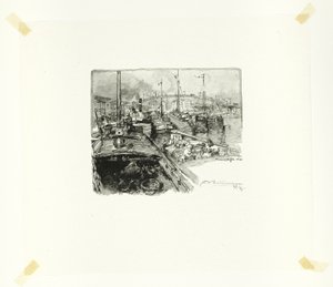 Darsena della Villette, quinta lastra da Le Long de la Seine et des Boulevards da Louis Auguste Lepère