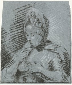 Giovane madre nutre il suo bambino con un biberon da Louis Bernard Coclers
