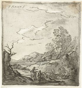 Paesaggio con cavaliere e pastore da Louis Bernard Coclers