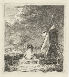 Mulino in un paesaggio polder da Louis Bernard Coclers