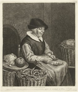 Vecchia donna che sgrana fagioli