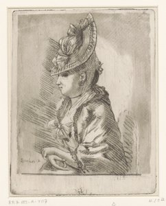 Ritratto di una giovane dama con cappello di profilo a sinistra da Louis Bernard Coclers