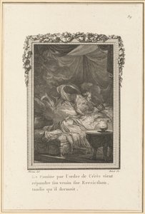 La fame per ordine di Cerere viene a spargere il suo veleno su Eresicton, mentre dormiva da Louis Binet after Jean Michel Moreau