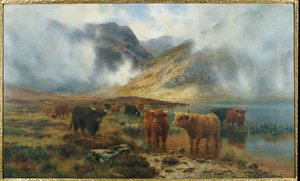Presso Loch Treachlan, Glencoe, nebbie mattutine, 1907 da Louis Bosworth Hurt