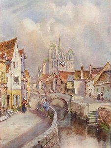 Una vista di Amiens, con la cattedrale in lontananza da Louis Burleigh Bruhl