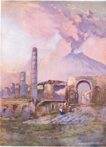 Pompei: Vesuvio in lontananza, da Hutchinsons Picturesque Europe pubblicato da Hutchinson & Son, c.1930