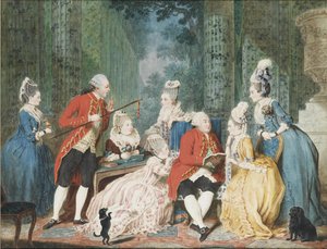 Società nel Palais Royal, ca 1775 da Louis Carrogis dit Carmontelle