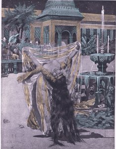 La figlia del Sultano di Babilonia che danza, illustrazione dal Decameron di Boccaccio pubblicata dalla Navarre Society anni 