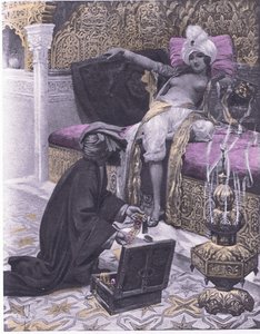 La figlia del re di Tunisi, illustrazione da Decameron di Boccaccio pubblicato da Navarre Society anni 
