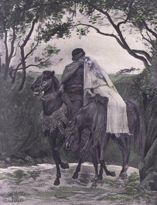 I fuggitivi, illustrazione da Decameron di Boccaccio pubblicato da Navarre Society anni 
